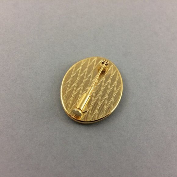 Vtg Toledoware Faux Damascene Oval Brooch Pin Arabesque Flower Goldtone Black - Picture 6 of 12